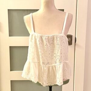 White Eyelet Peplum Tank Top - brand American Eagles